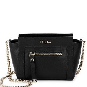 Furla Black Ginevra Leather Mini Crossbody Bag